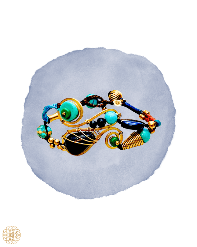 Tribal lapis lazuli and turquoise beaded bracelet - Sundara Joon