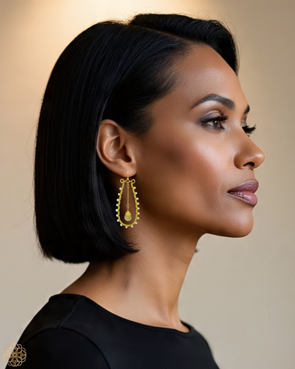 Beaded tribal hoops that make a statement in grey - Sundara Joon