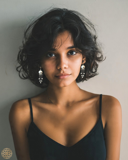 Tribal inspired silver drop earrings with a modern feel - Sundara Joon