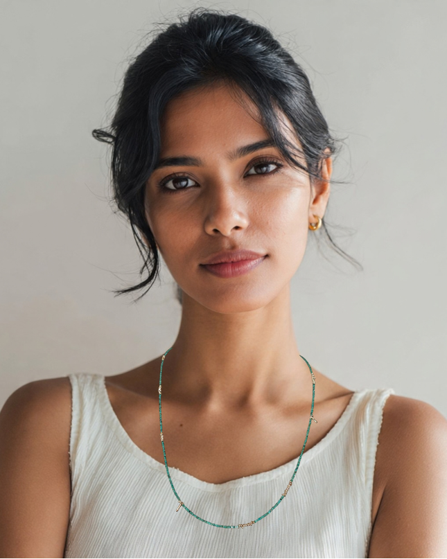 One-of-a-Kind Turquoise and Silver Beaded Necklace | Sundara Joon