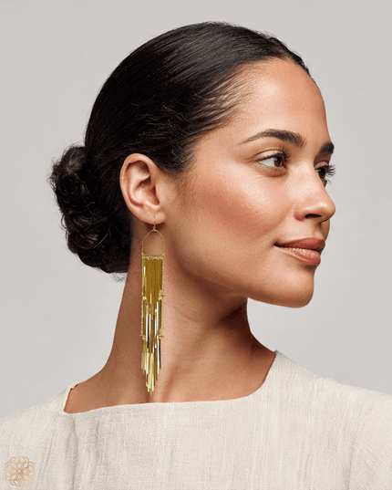 Waterfall tiered metal drop earrings - Sundara Joon