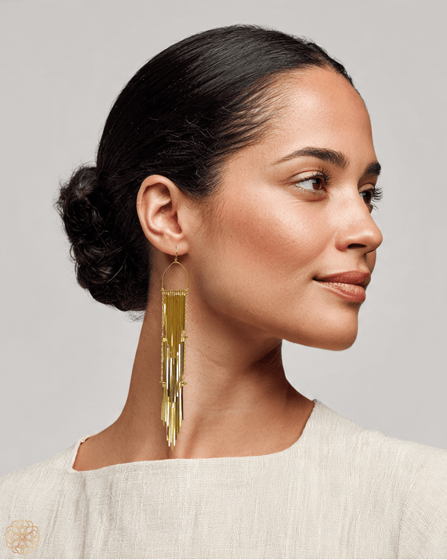 Waterfall tiered metal drop earrings - Sundara Joon