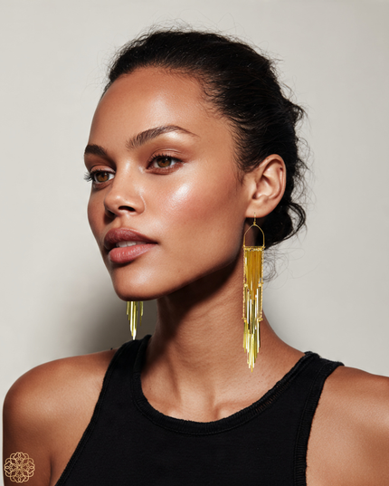 Waterfall tiered metal drop earrings - Sundara Joon
