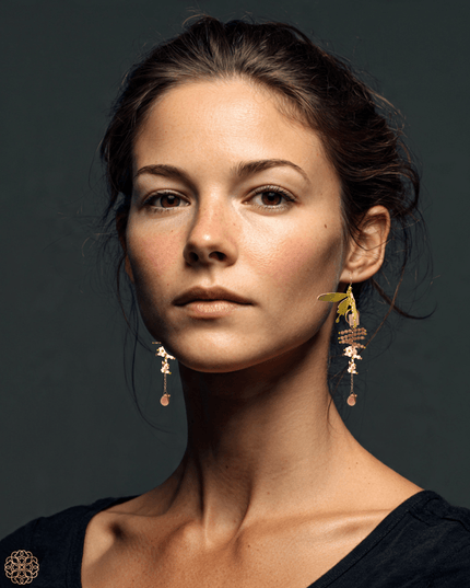 Whimsical gemstone butterfly and floral drop earrings at Sundara Joon