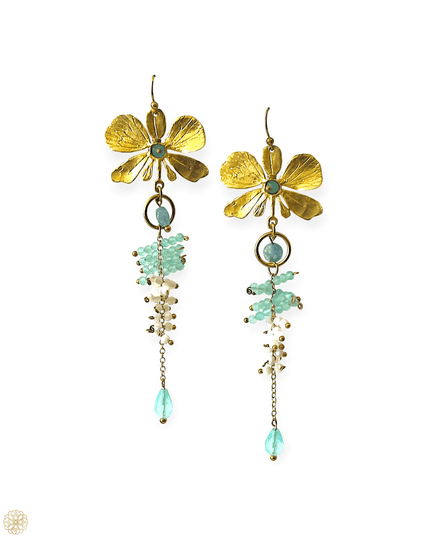 Whimsical gemstone butterfly and floral drop earrings at Sundara Joon