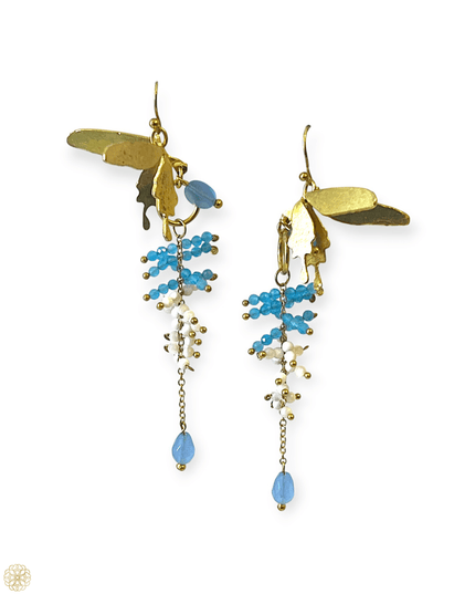 Whimsical gemstone butterfly and floral drop earrings at Sundara Joon