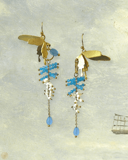 Whimsical gemstone butterfly and floral drop earrings at Sundara Joon