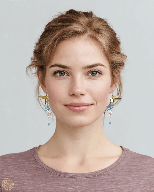 Whimsical gemstone butterfly and floral drop earrings - Sundara Joon