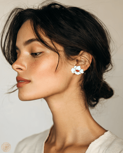 White blossom batik earrings - Sundara Joon