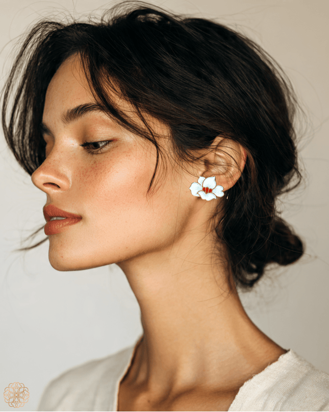 White blossom batik earrings - Sundara Joon