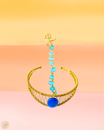 Woven bracelet ring combo with blue gemstone - Sundara Joon