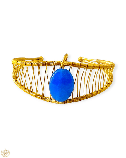 Woven bracelet ring combo with blue gemstone - Sundara Joon