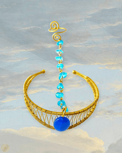 Woven bracelet ring combo with blue gemstone - Sundara Joon