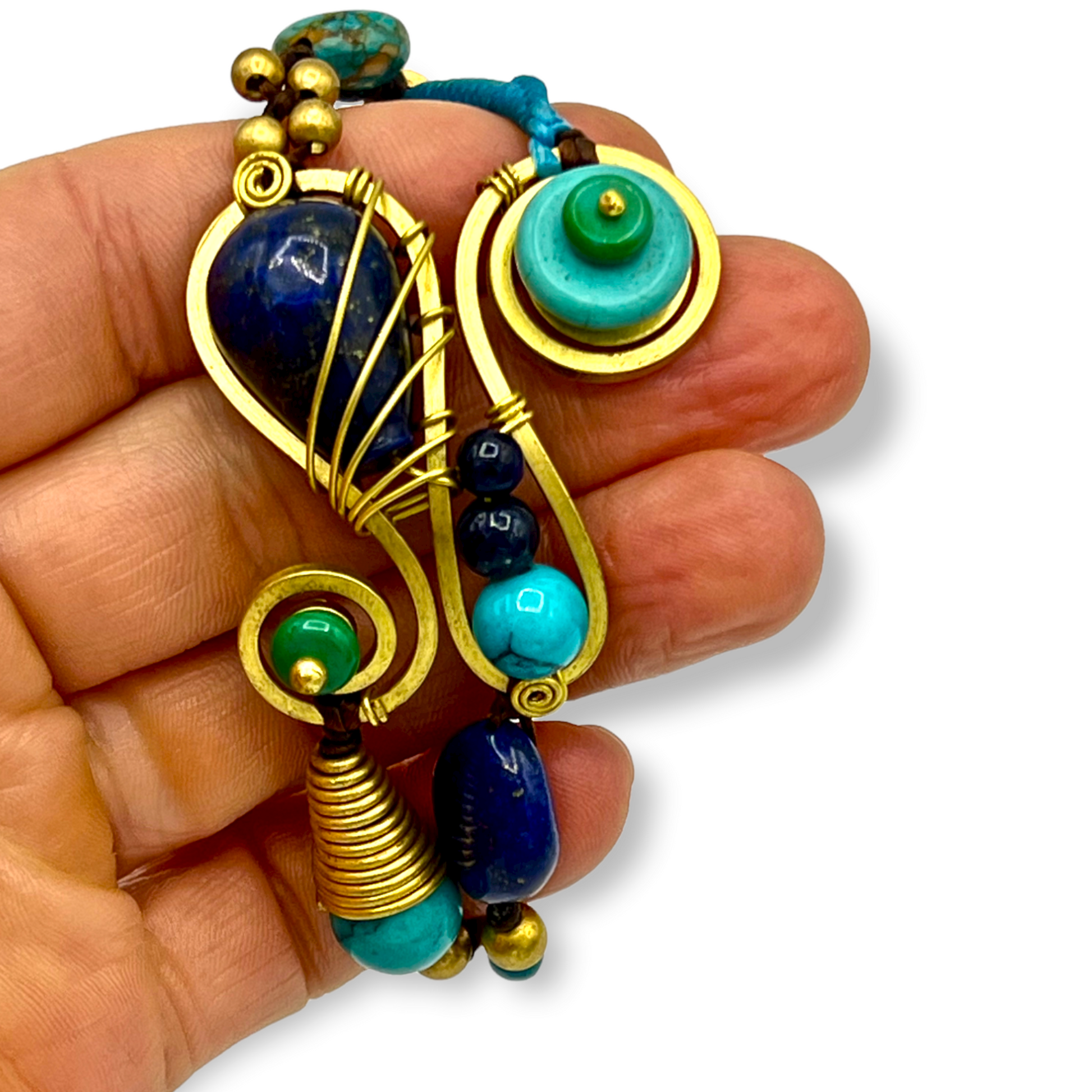 Tribal lapis lazuli and turquoise beaded bracelet - Sundara Joon
