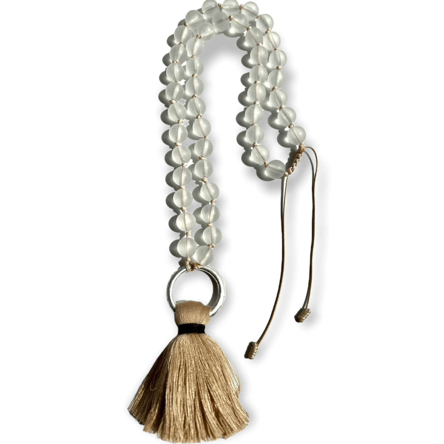 Adjustable beaded statement necklace with fabric tasselSundara Joon
