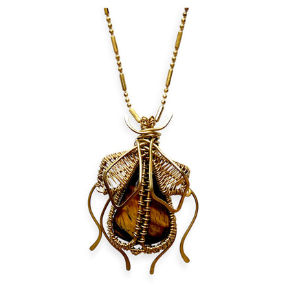 Agate love bug tiger eye pendant necklace - Sundara Joon