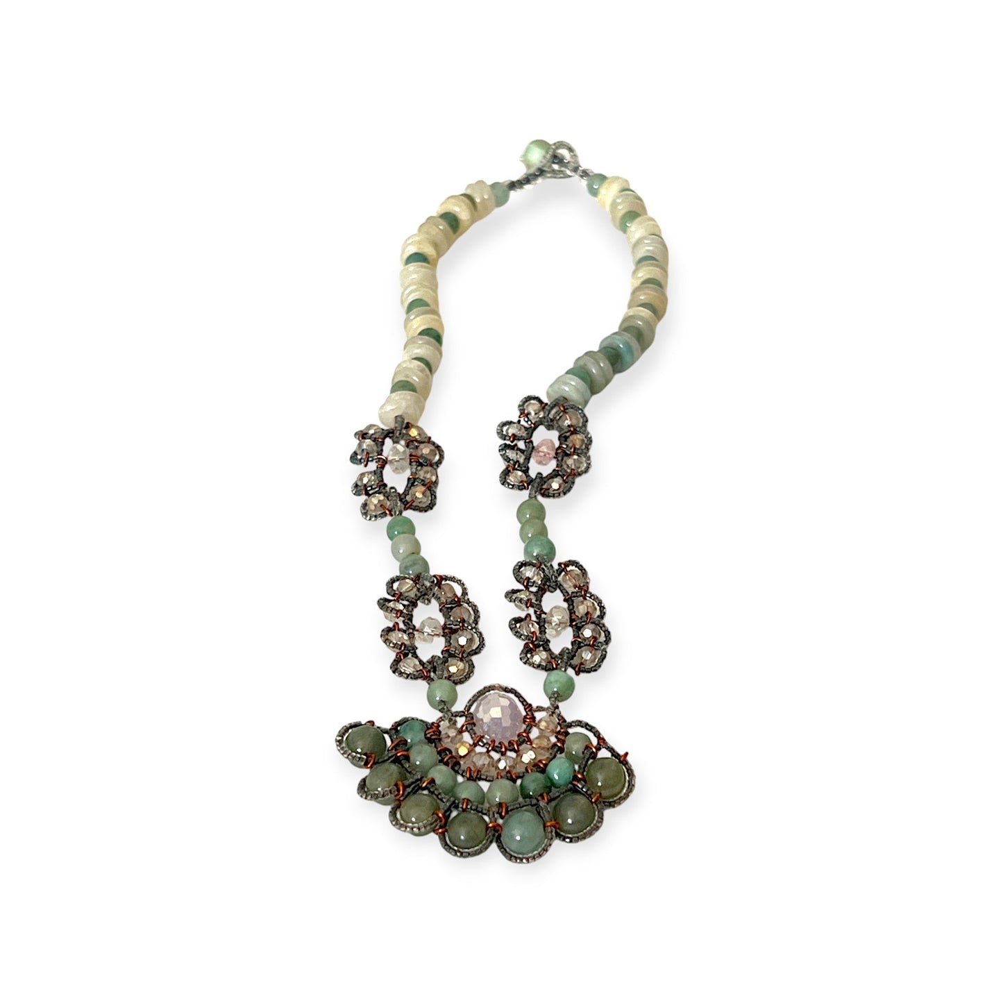 Art deco inspired beaded pendant statement necklace - Sundara Joon