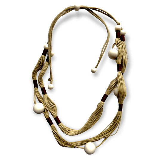 Beaded multi strand necklace of fiber art - Sundara Joon