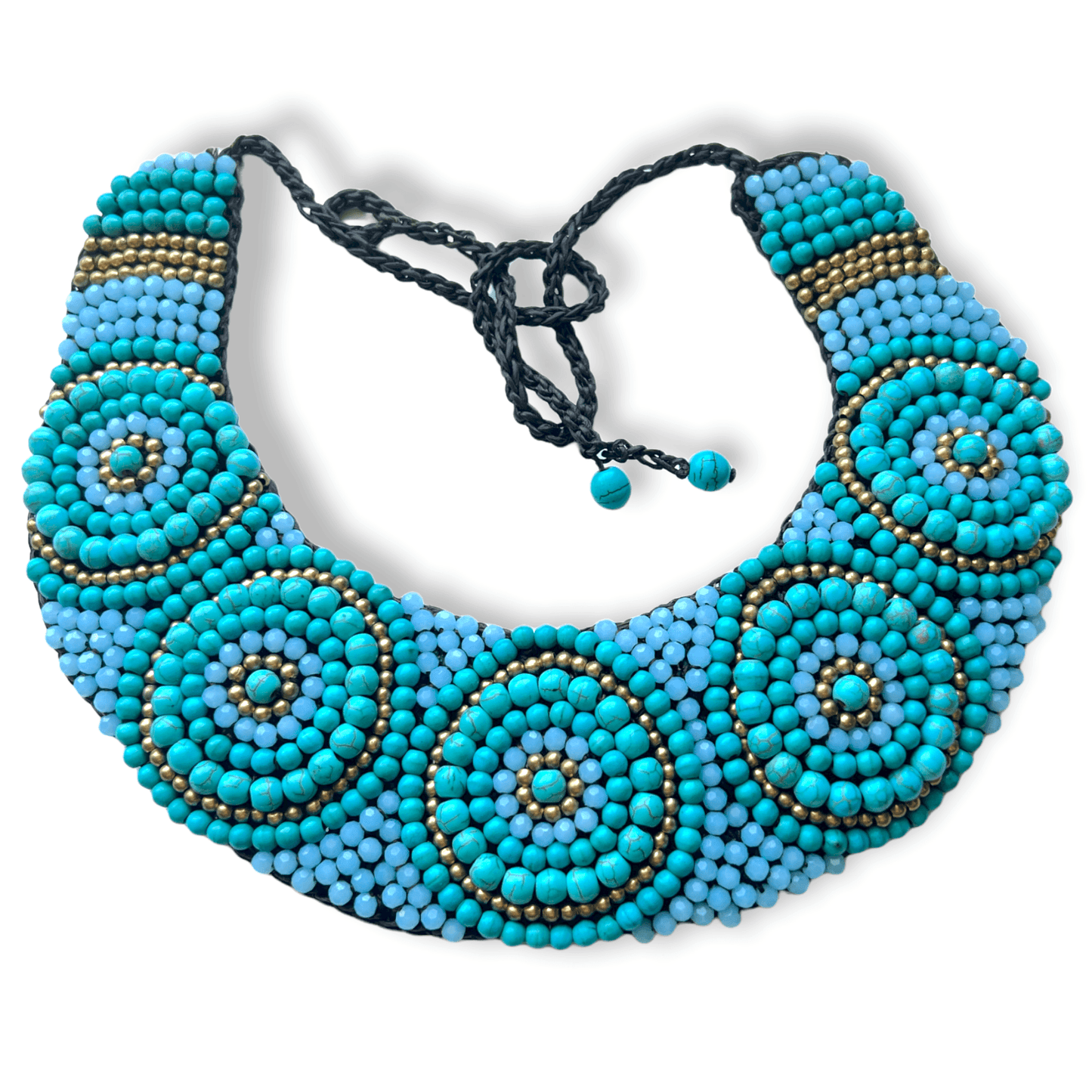Beaded blue and turquoise beaded bib necklace - Sundara Joon