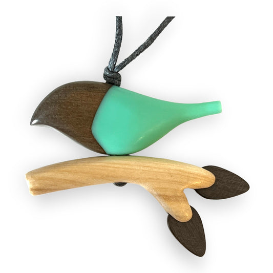 Bird on a branch adjustable wooden necklace - Sundara Joon