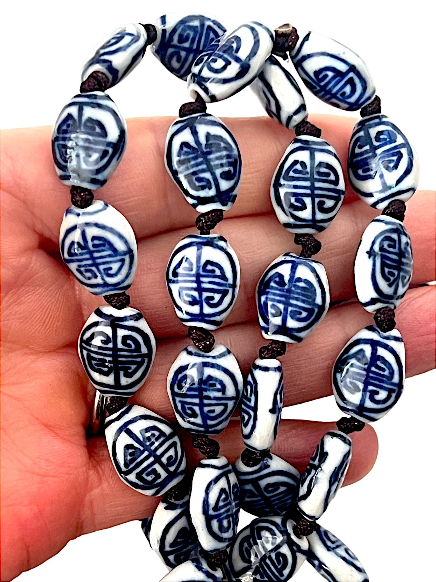 Blue and white porcelain beaded necklace - Sundara Joon