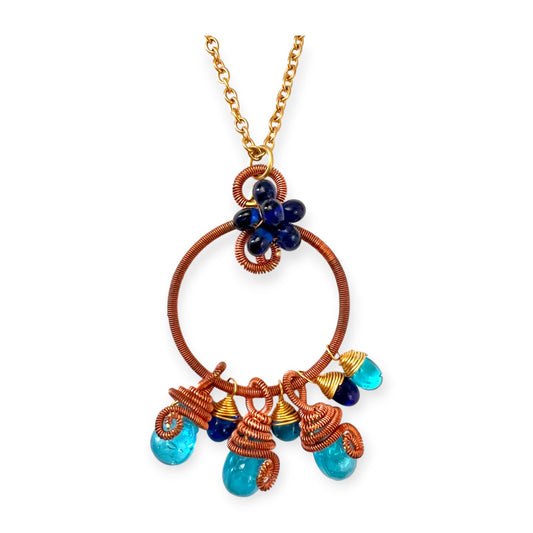Blue bead cluster pendant necklace - Sundara Joon