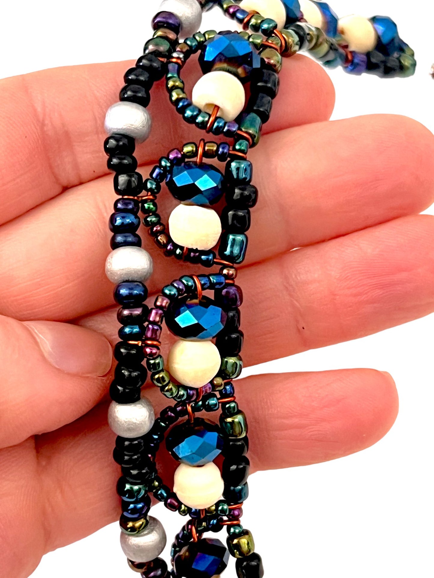Blue beaded crystal choker length necklace - Sundara Joon