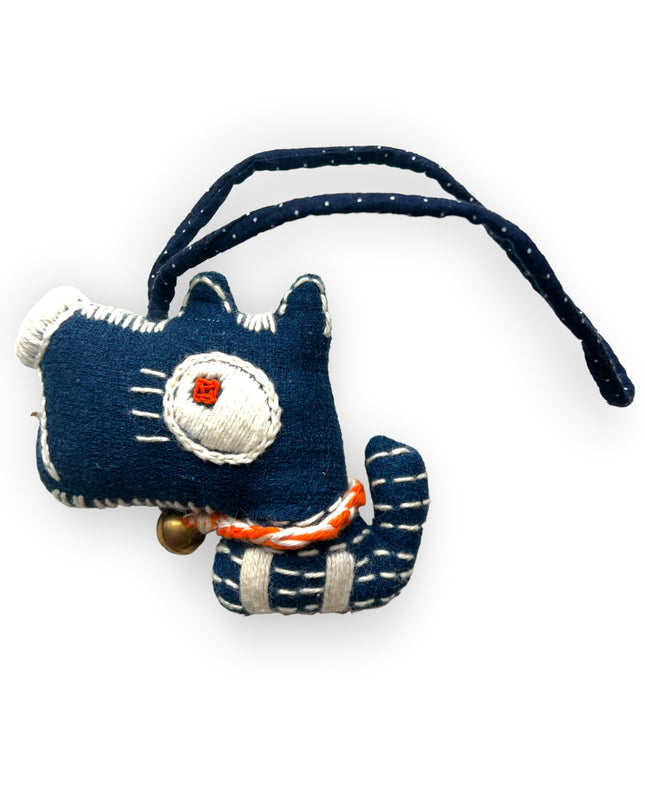 Blue fabric dog with bell for door knob - Sundara Joon