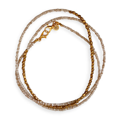 Brass and quartz beaded necklace - Sundara Joon