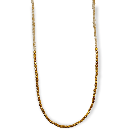 Brass and quartz beaded necklaceSundara Joon