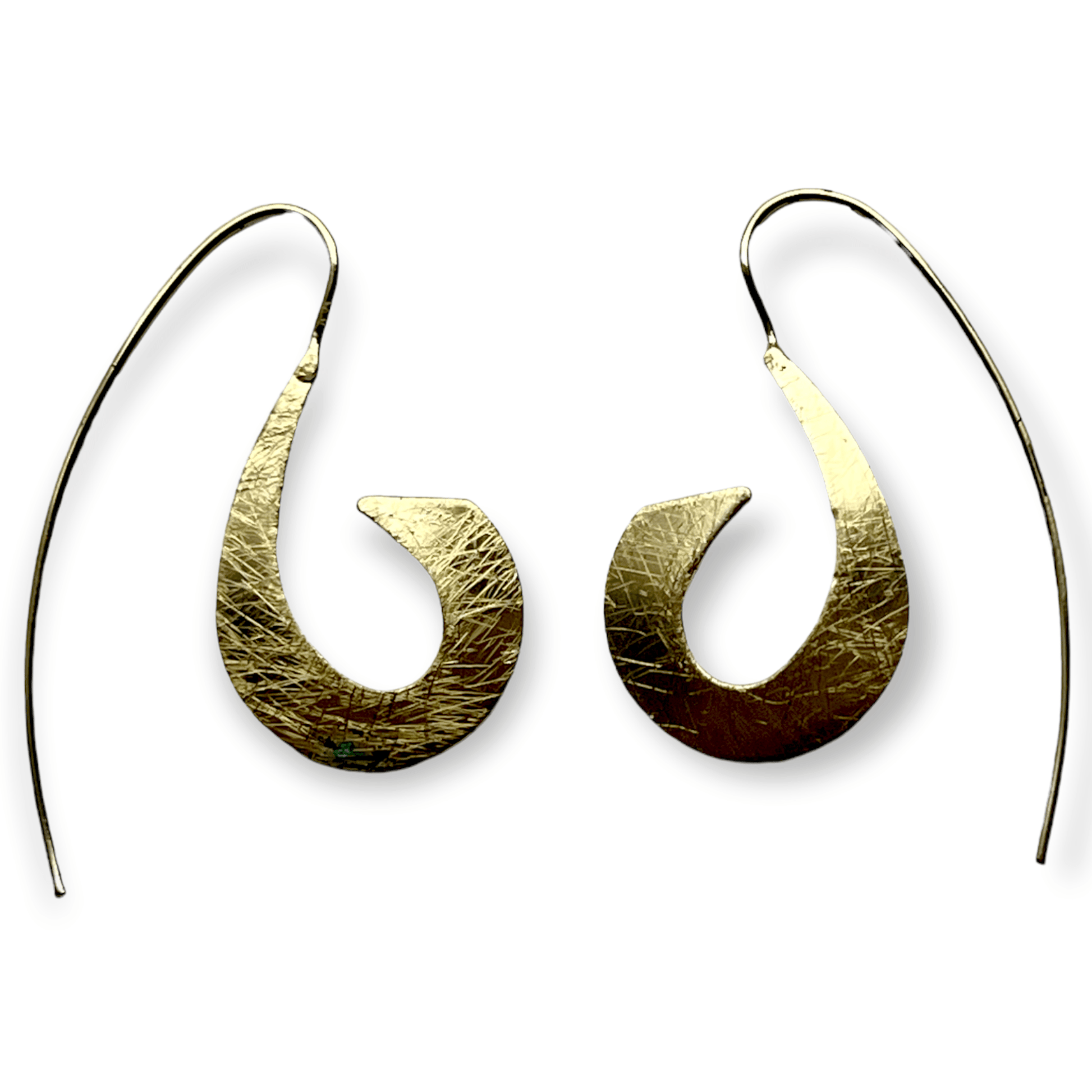 Brush metal drop earrings with a curl at the bottom - Sundara Joon