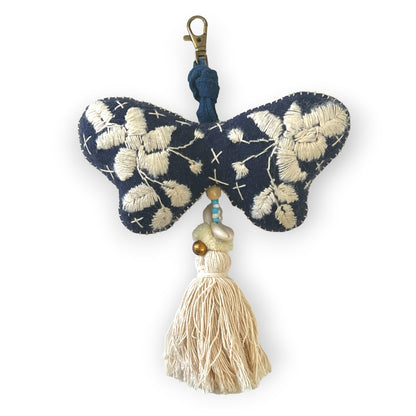 Butterfly fabric blue and white tassel decorationSundara Joon