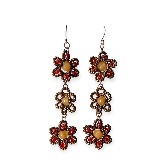 Cascading flowers amber drop statement earrings - Sundara Joon