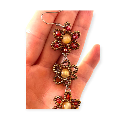 Cascading flowers amber drop statement earrings - Sundara Joon