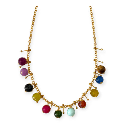 Chain necklace with colorful suspended gemstones - Sundara Joon