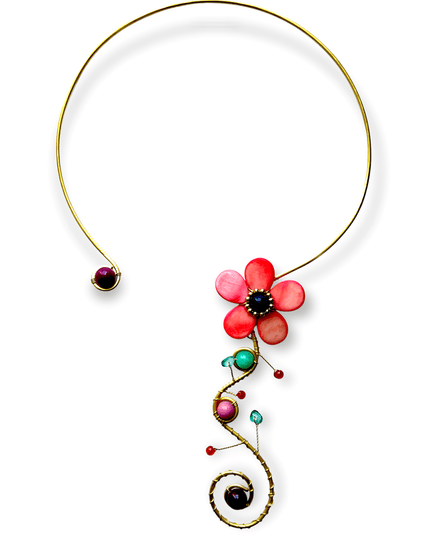 Choker necklace with cascading flower strand - Sundara Joon
