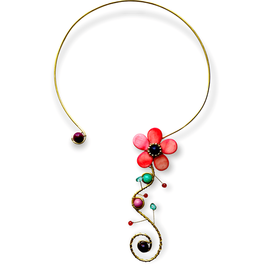 Choker necklace with cascading flower strandSundara Joon