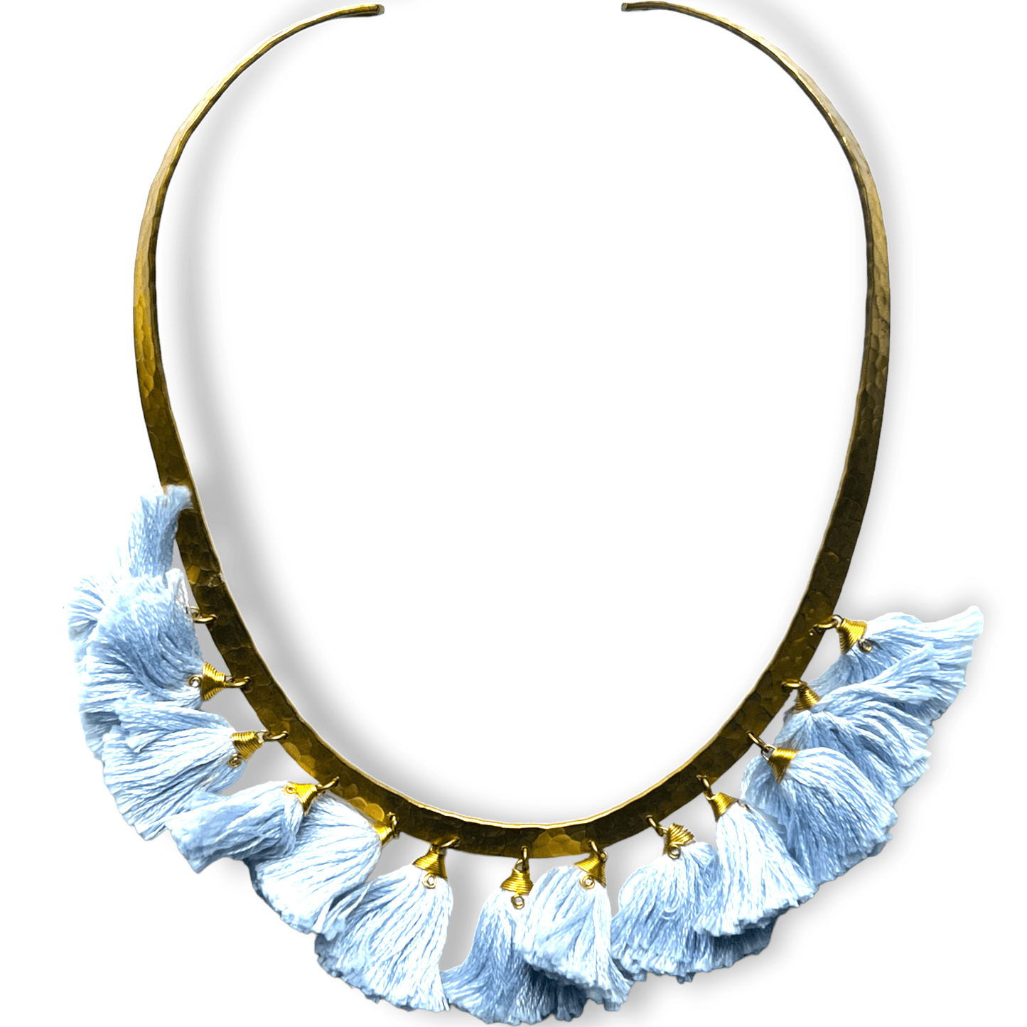 Choker necklace brass collar with colored tasselsSundara Joon