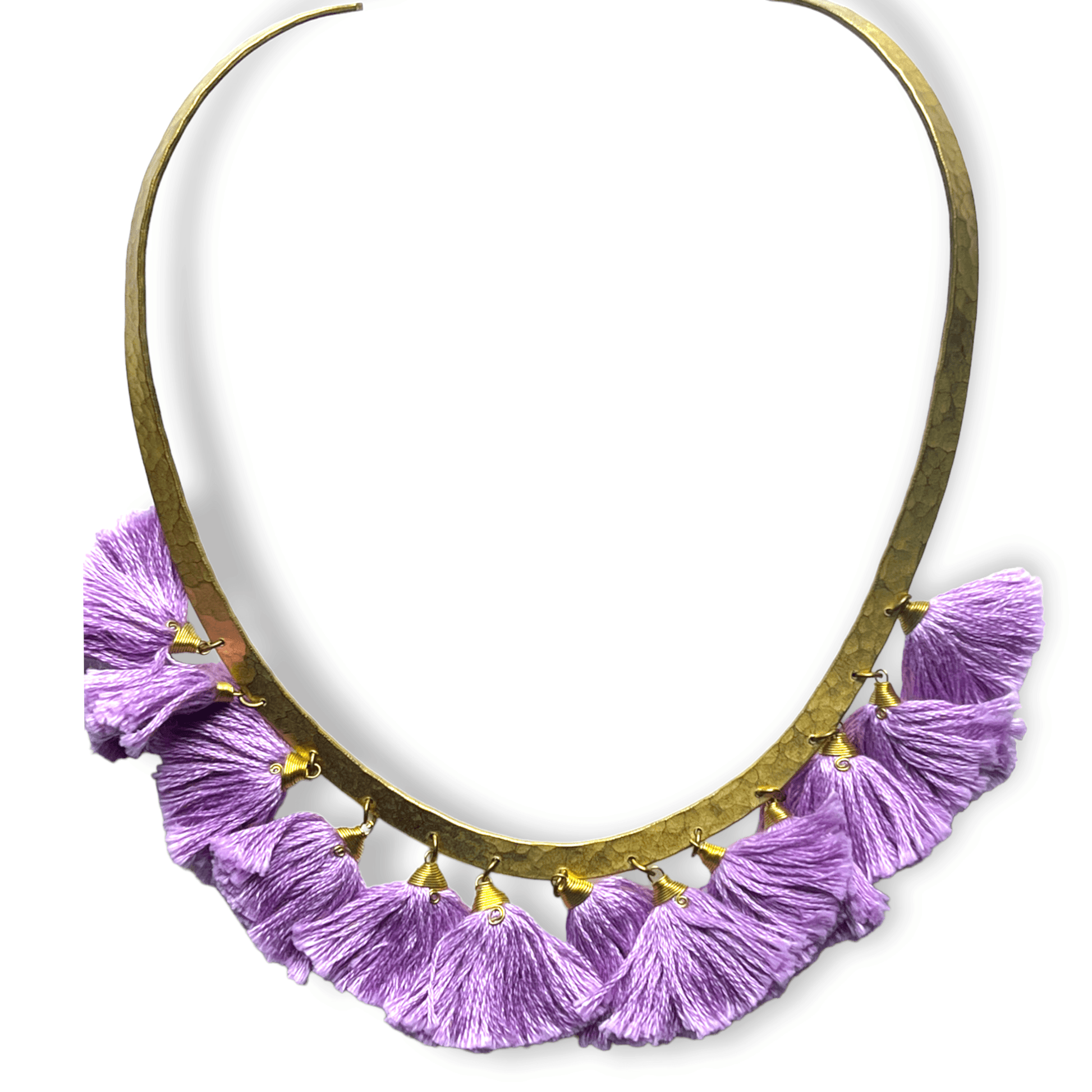 Choker necklace brass collar with colored tasselsSundara Joon