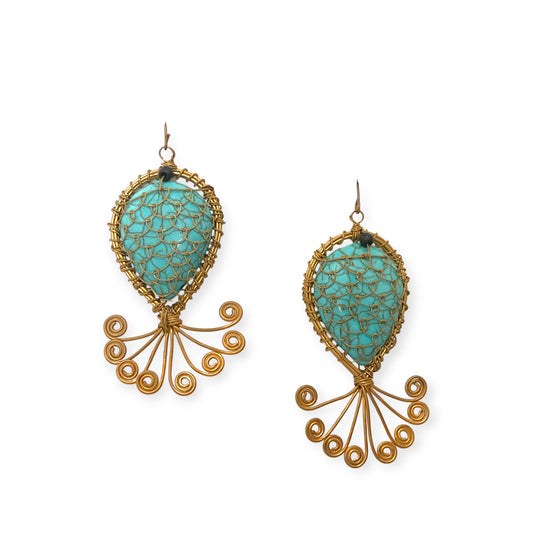 Chubby poisson turquoise statement earrings - Sundara Joon