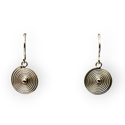 Circular silver drop ear chain earring - Sundara Joon