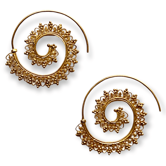 Coiled beauty filigree drop statement earrings