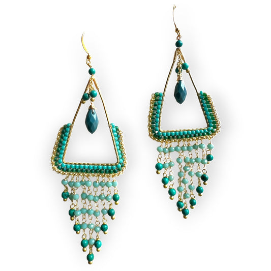 Colorful beaded bohemian statement drop earrings - Sundara Joon