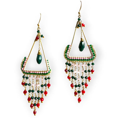 Colorful beaded bohemian statement drop earrings - Sundara Joon