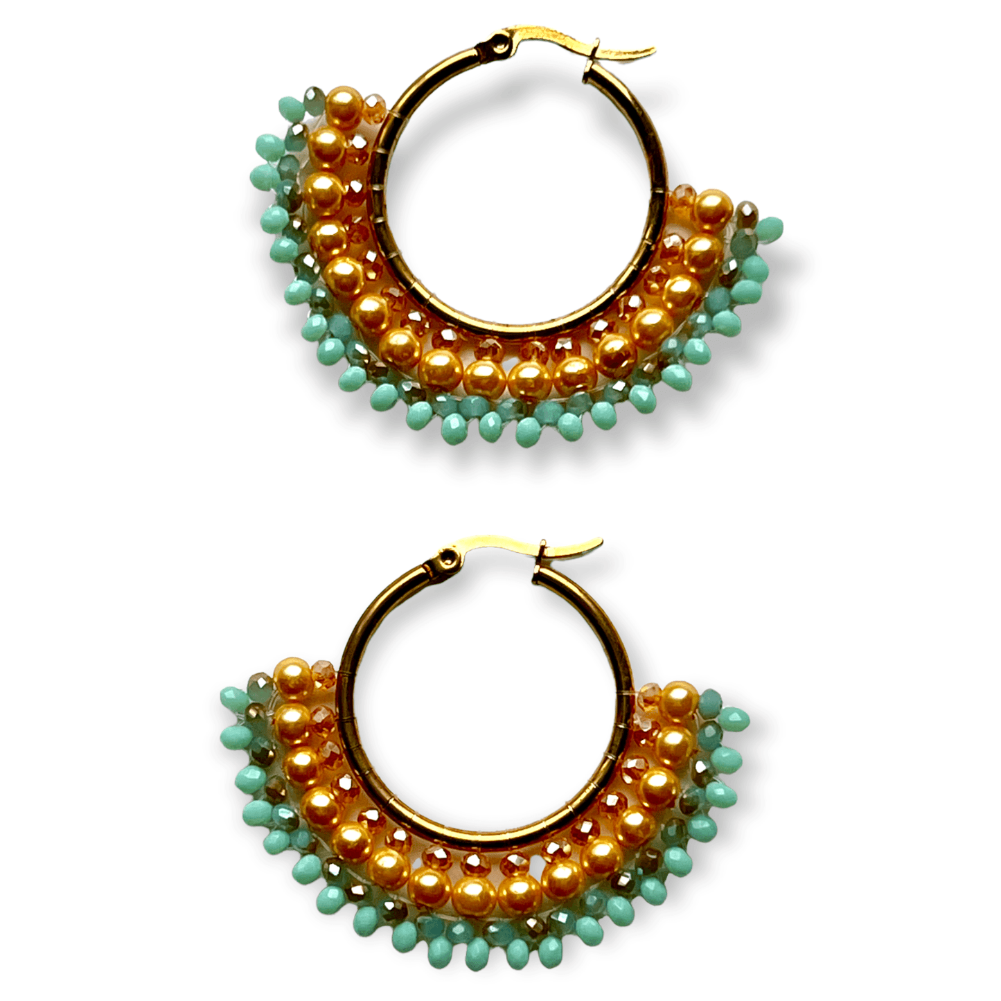 Colorful beaded hoop statement earrings - Sundara Joon