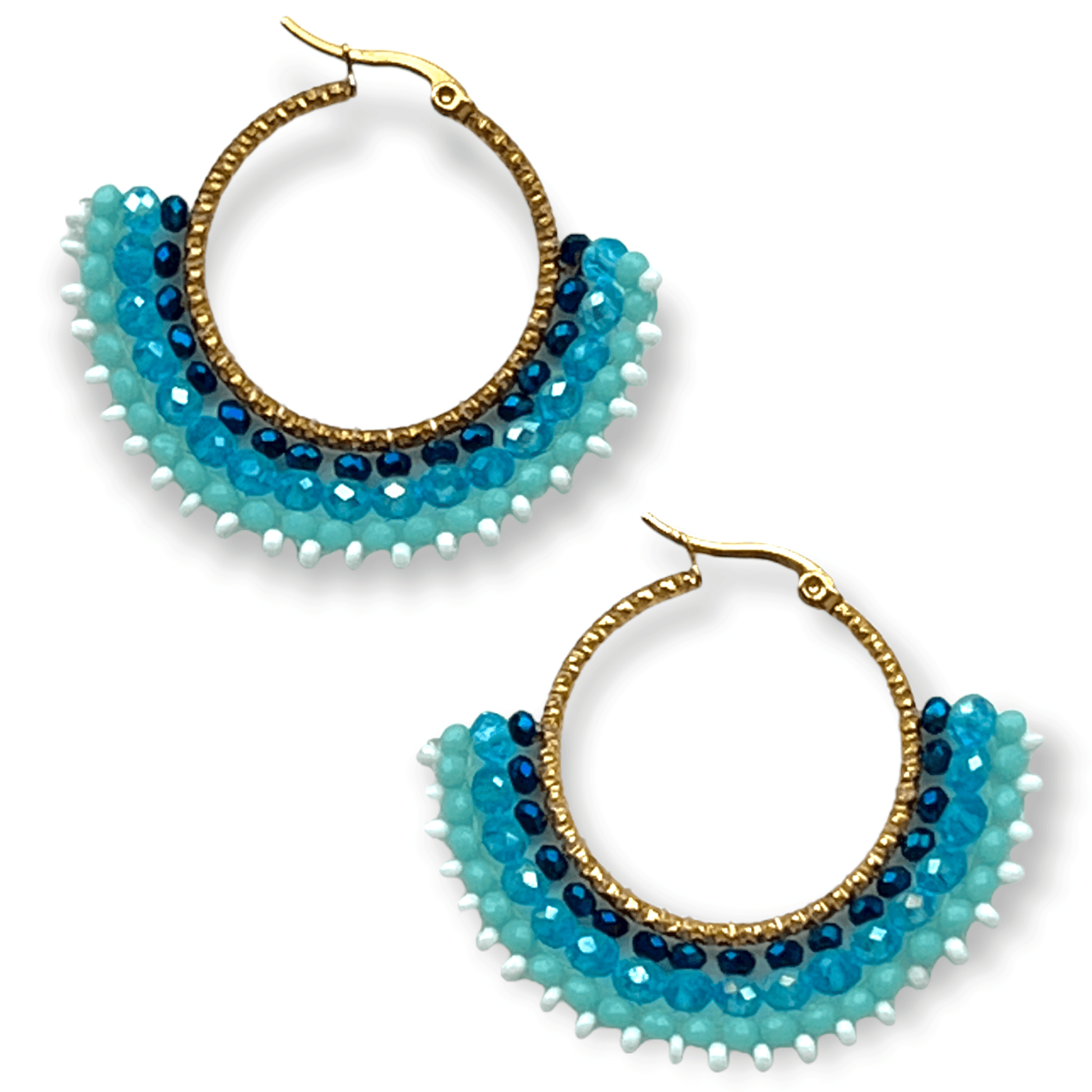 Colorful beaded hoop statement earrings - Sundara Joon