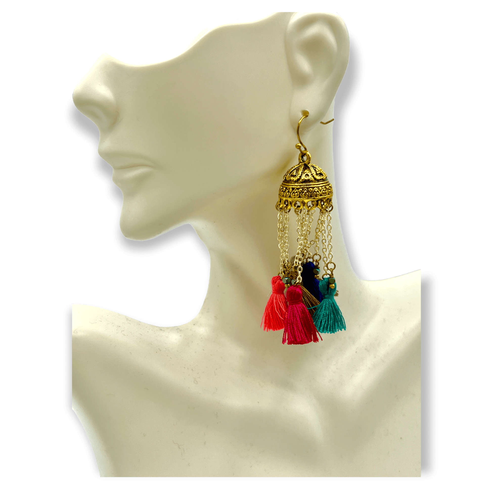 Colorful chandelier drop statement earringsSundara Joon