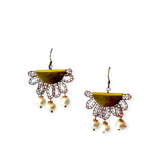 Colorful fan inspired pearl earrings - Sundara Joon