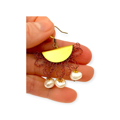 Colorful fan inspired pearl earrings - Sundara Joon