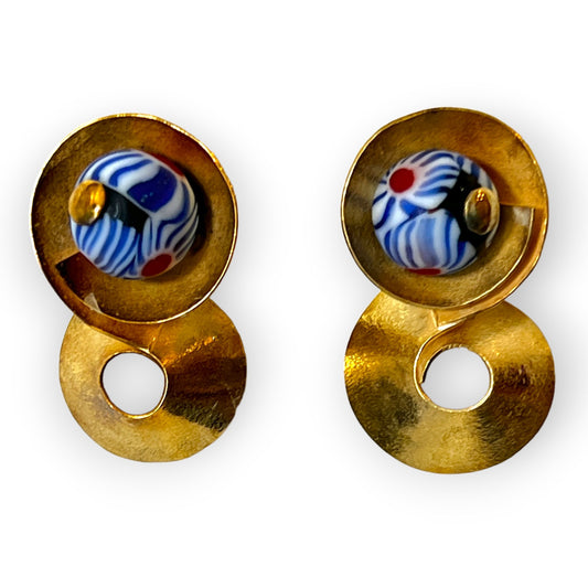 Colorful figure 8 statement earrings (African trading beads) - Sundara Joon